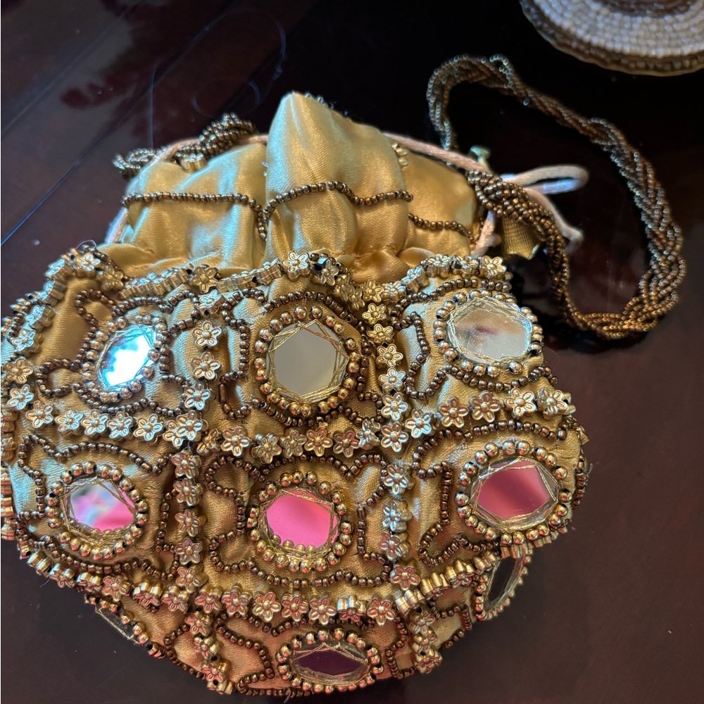 Gold Drawstring Purse